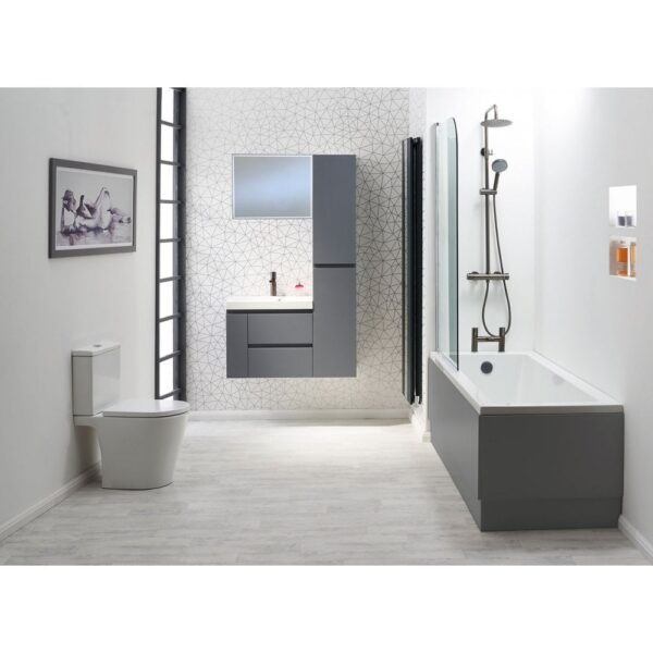 Modena 60 Wall-Hung Base Unit & Basin with Optional Column - Platinum Grey - Image 4