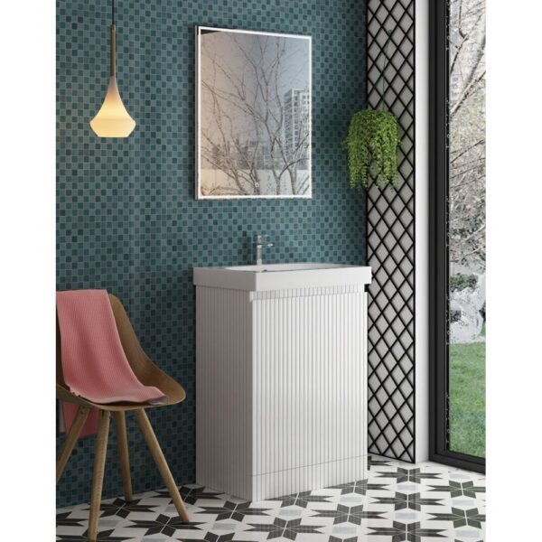 Evora 600mm Base Unit & Basin - Gloss White - Image 2