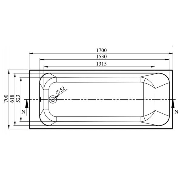 Oklahoma Thin Edged Single Ended Bath (Standard or Superspec) - 1700 x 700mm - Image 2