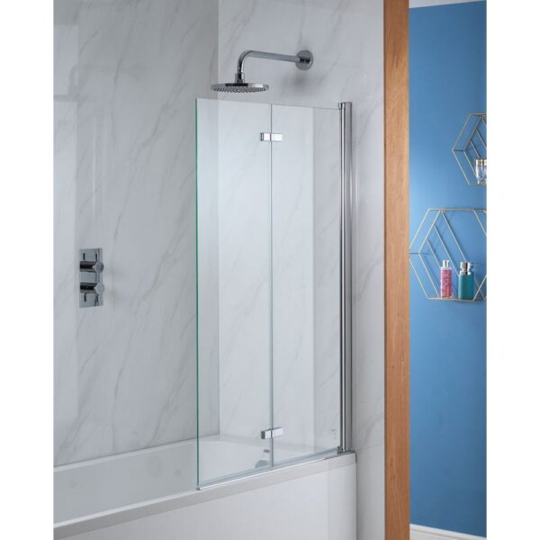 Genesis Deluxe 2-Fold Square Bath Screen - Silver Frame - 1350 x 920mm - Image 2