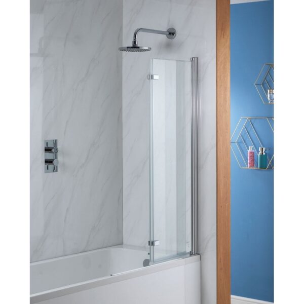 Genesis Deluxe 2-Fold Square Bath Screen - Silver Frame - 1350 x 920mm - Image 5