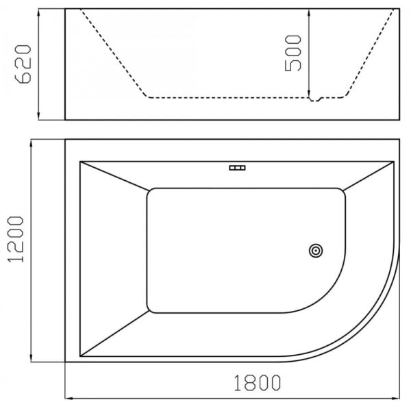 Sofia Freestanding Offset Corner Bath - 1800 x 1200mm - Image 3