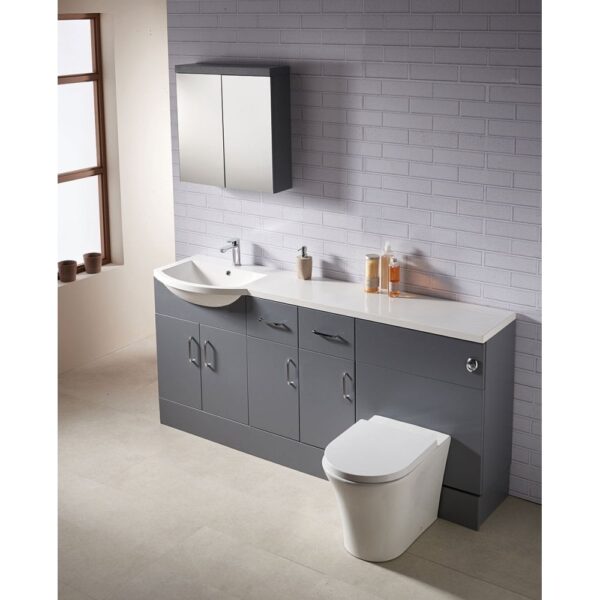 Q-Line 1800 1-Piece Round Offset Basin Combination - 350mm Depth - Image 2