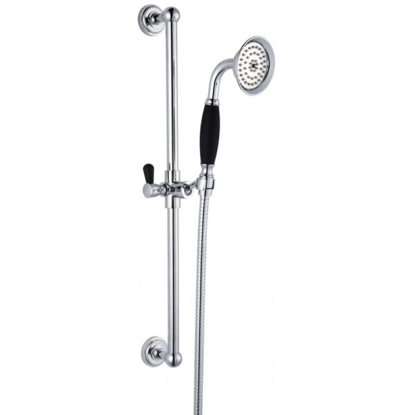 Nostalgic Traditional Slide Bar, Handset & Hose - Black - Image 2