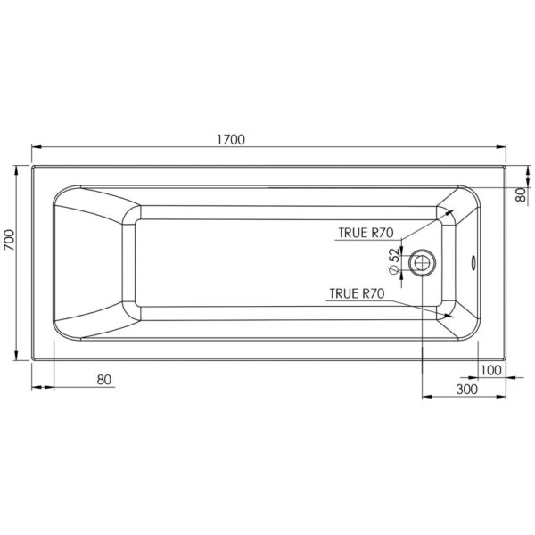 Luxor Single Ended Bath (Standard Spec) - 1700 x 700mm - Image 4