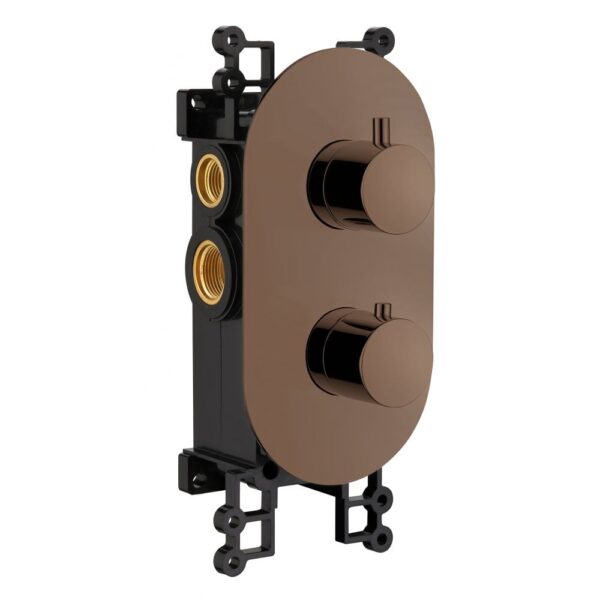 Tuscany Twin Thermostatic Shower Valve with 2 Outlets (controls 1 function) - Brushed Bronze - Image 2