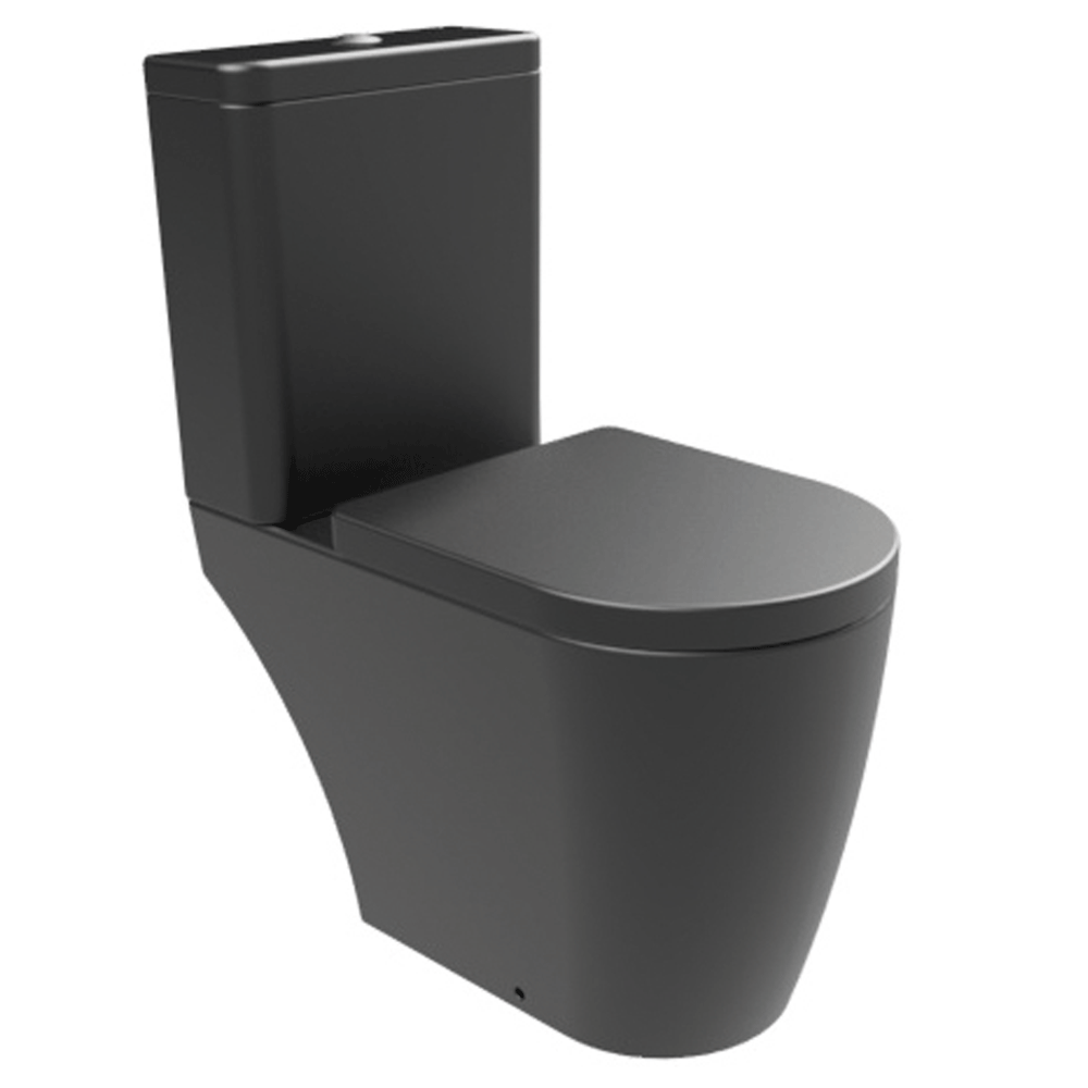 wccf 黒 Utah Matt Black Close Coupled Open-Back WC, including Soft Close